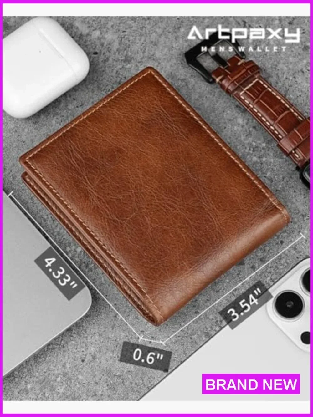 Genuine Leather Bifold RFID Blocking Wallet Men's Classic 13 Card Slots